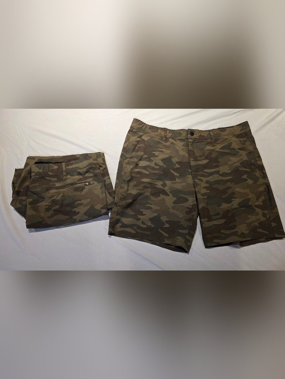 George Casual Green Camouflage Shorts Set of 2 Stretch Pockets Outdoor
